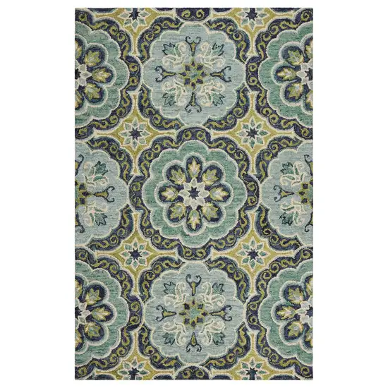 Green Floral Artwork Area Rug Photo 1