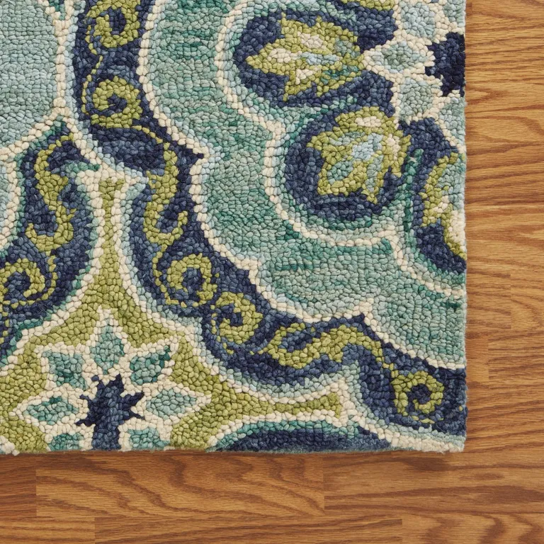 Green Floral Artwork Area Rug Photo 4