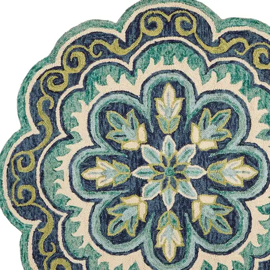 Green Floral Artwork Area Rug Photo 8