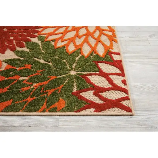 Green Floral Indoor Outdoor Area Rug Photo 7