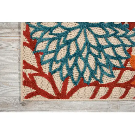 Green Floral Indoor Outdoor Area Rug Photo 3