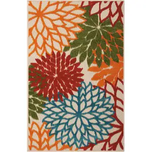 Photo of Green Floral Indoor Outdoor Area Rug