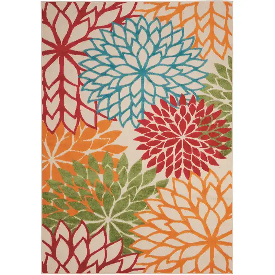 Green And Ivory Floral Indoor Outdoor Area Rug Photo 3