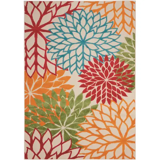 Green Floral Indoor Outdoor Area Rug Photo 1