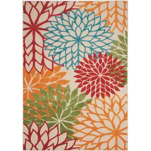 Photo of Green Floral Indoor Outdoor Area Rug