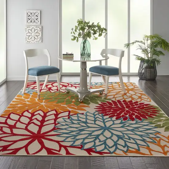 Green Floral Indoor Outdoor Area Rug Photo 6