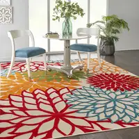 Photo of Green Floral Indoor Outdoor Area Rug