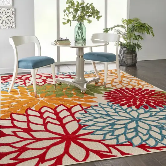 Green Floral Indoor Outdoor Area Rug Photo 8