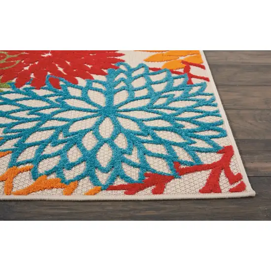 Green Floral Indoor Outdoor Runner Rug Photo 6