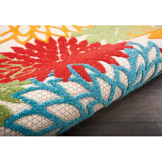 Green Floral Indoor Outdoor Runner Rug Photo 4