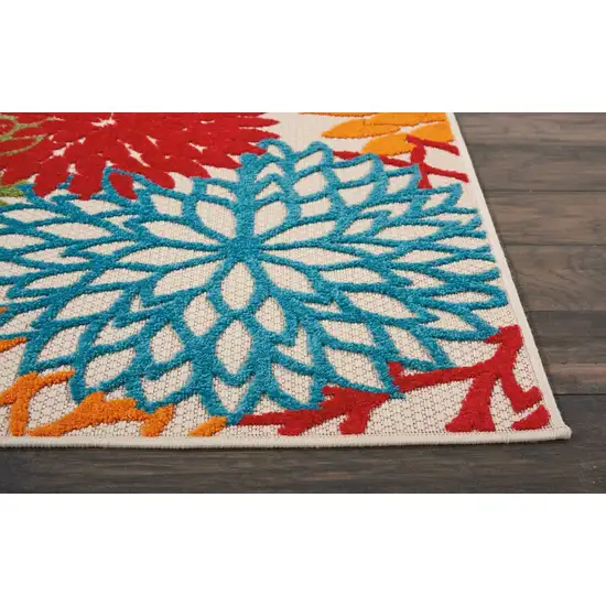 Green Floral Indoor Outdoor Runner Rug Photo 6