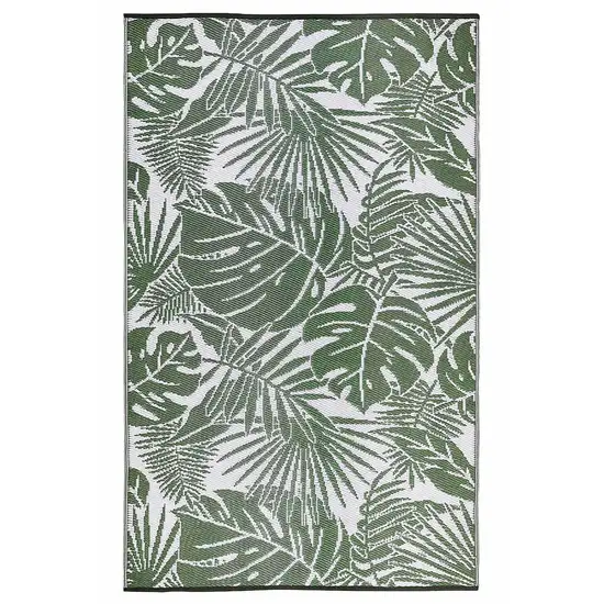 Green Floral Machine Braided Distressed Area Rug With UV Protection Photo 2