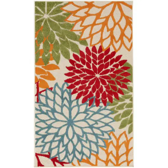 Green Floral Non Skid Indoor Outdoor Area Rug Photo 2