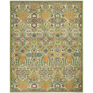 Photo of Green Floral Power Loom Area Rug