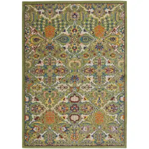 Photo of Green Floral Power Loom Area Rug