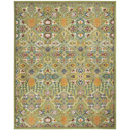 Green Floral Power Loom Area Rug Photo 1