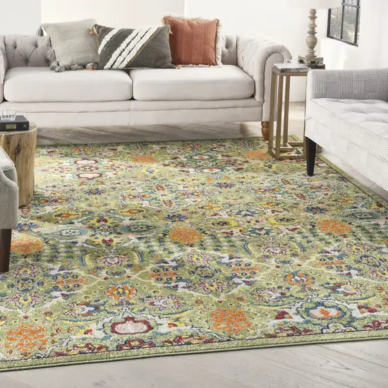 Green Floral Power Loom Area Rug Photo 8