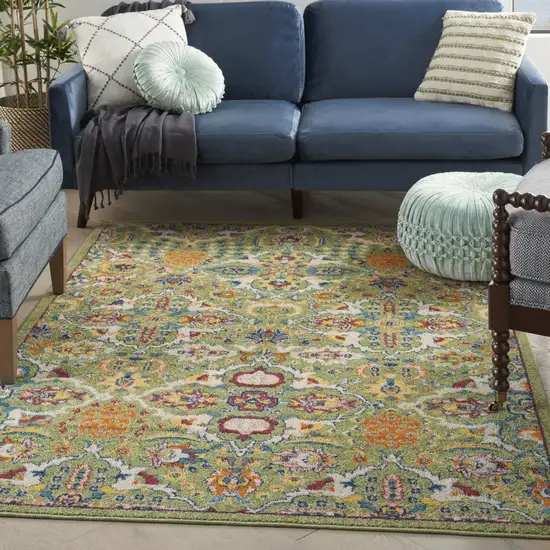 Green Floral Power Loom Area Rug Photo 2