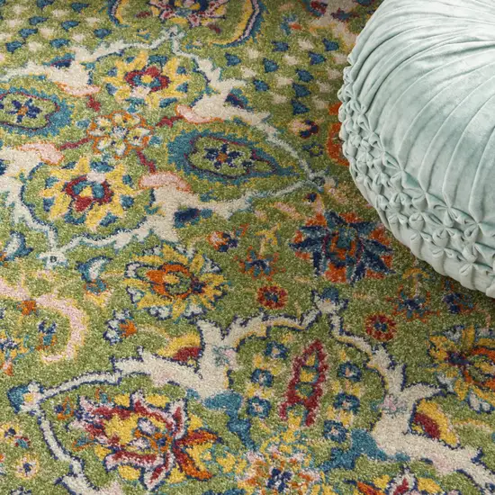 Green Floral Power Loom Area Rug Photo 1