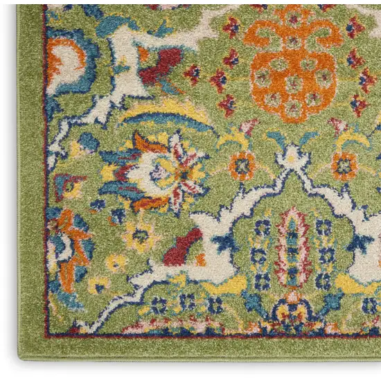 Green Floral Power Loom Area Rug Photo 4