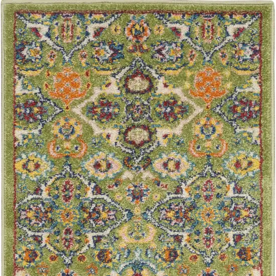 Green Floral Power Loom Area Rug Photo 5