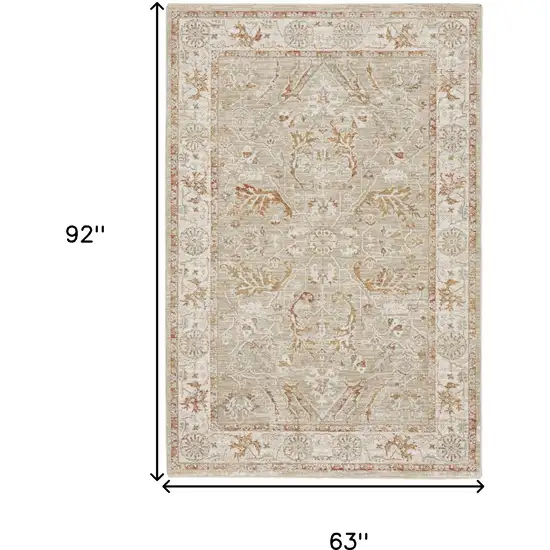 Green Floral Power Loom Distressed Area Rug Photo 3