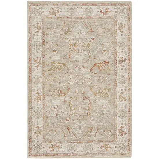 Green Floral Power Loom Distressed Area Rug Photo 5