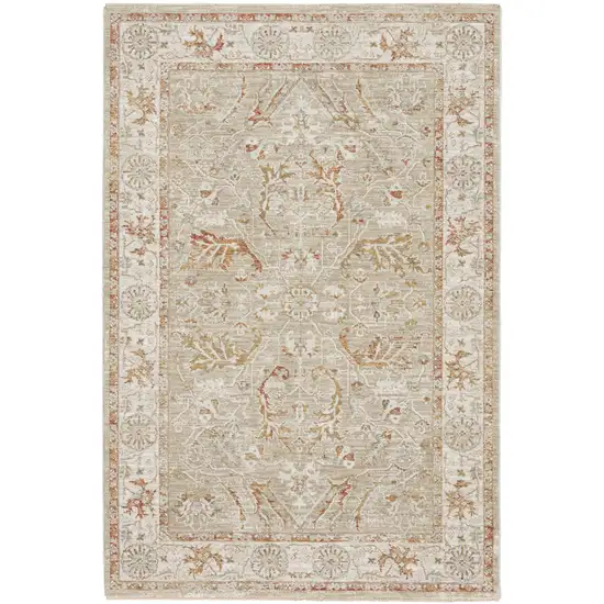 Green Floral Power Loom Distressed Area Rug Photo 2