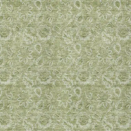 Green Floral Washable Indoor Outdoor Area Rug Photo 5