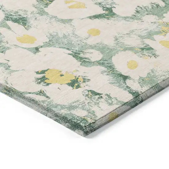 Green Floral Washable Non Skid Indoor Outdoor Area Rug Photo 7