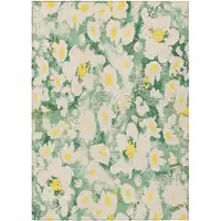 Photo of Green Floral Washable Non Skid Indoor Outdoor Area Rug