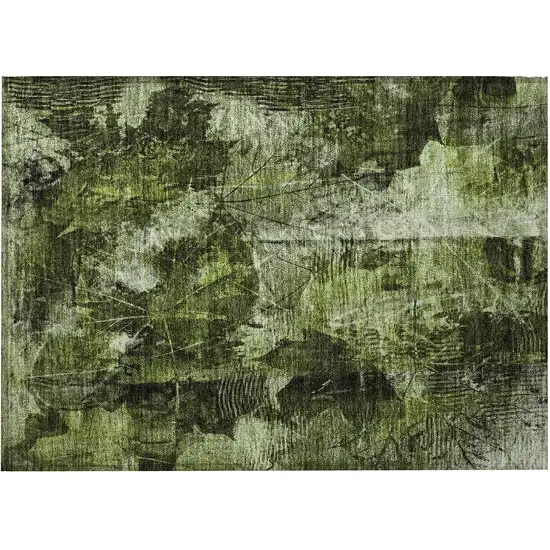 Green Floral Washable Non Skid Indoor Outdoor Area Rug Photo 4