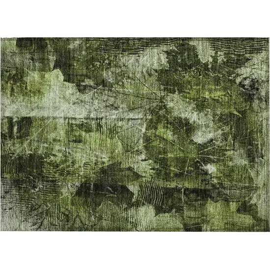 Green Floral Washable Non Skid Indoor Outdoor Area Rug Photo 2