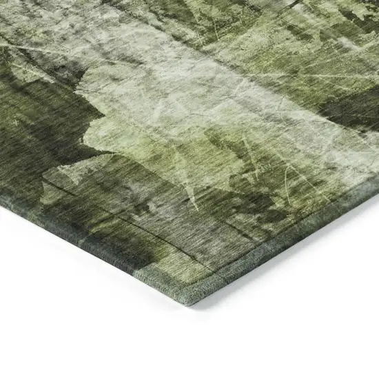 Green Floral Washable Non Skid Indoor Outdoor Area Rug Photo 7