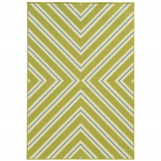 Green Geometric Stain Resistant Indoor Outdoor Area Rug Photo 1