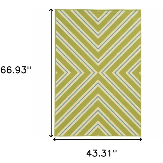 Green Geometric Stain Resistant Indoor Outdoor Area Rug Photo 5