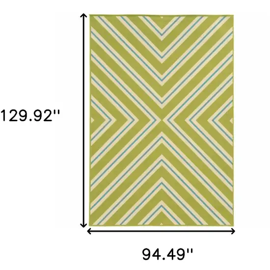 Green Geometric Stain Resistant Indoor Outdoor Area Rug Photo 5