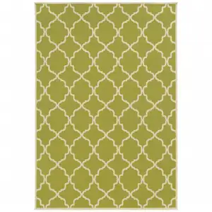 Photo of Green Geometric Stain Resistant Indoor Outdoor Area Rug