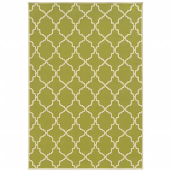 Green Geometric Stain Resistant Indoor Outdoor Area Rug Photo 1