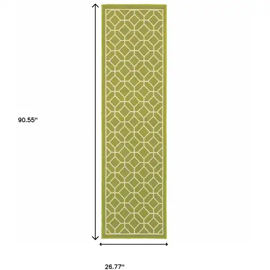 Green Geometric Stain Resistant Indoor Outdoor Area Rug Photo 4