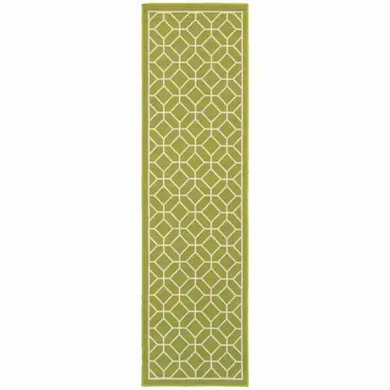 Green Geometric Stain Resistant Indoor Outdoor Area Rug Photo 1