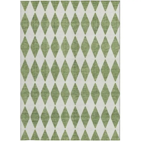 Green Geometric Washable Indoor Outdoor Area Rug Photo 5