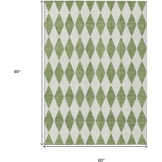 Green Geometric Washable Indoor Outdoor Area Rug Photo 3