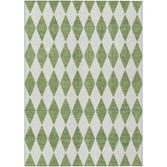 Green Geometric Washable Indoor Outdoor Area Rug Photo 2