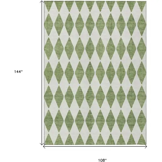 Green Geometric Washable Indoor Outdoor Area Rug Photo 3