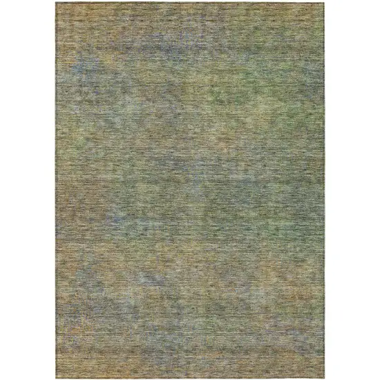 Green Gold And Charcoal Abstract Washable Indoor Outdoor Area Rug Photo 2