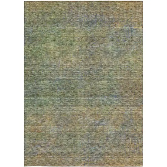 Green Gold And Charcoal Abstract Washable Indoor Outdoor Area Rug Photo 7