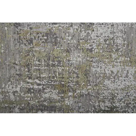 Green Gray And Ivory Abstract Area Rug With Fringe Photo 9