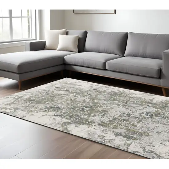 Gray and Ivory Abstract Distressed Non Skid Area Rug Photo 1