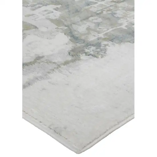 Green Gray And Ivory Abstract Distressed Stain Resistant Area Rug Photo 8